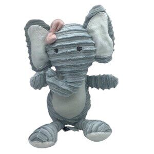 Chickpea Ribbed Stuffed Elephant Plush Animal Toy Pink Bow 12”